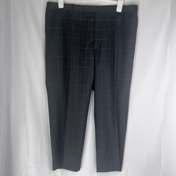 Alton Lane Tailored Fit Gray Checkered Dress Pant Trousers Size 40/26 - Picture 6 of 6
